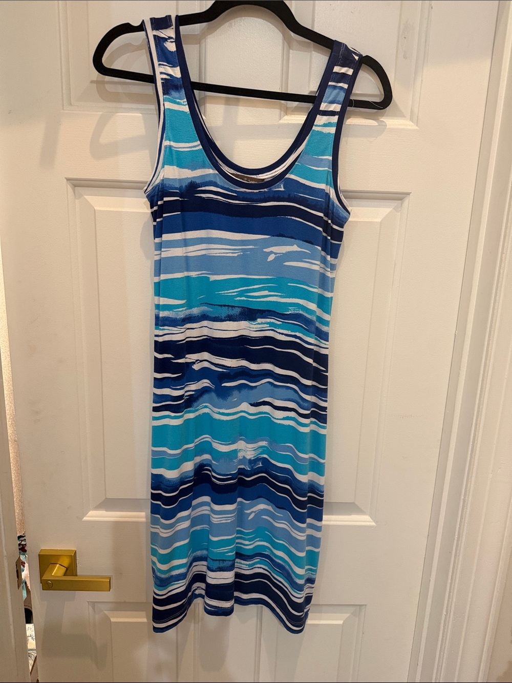 Tommy Bahama Blue Multi-Striped Asymmetrical Tank Dress